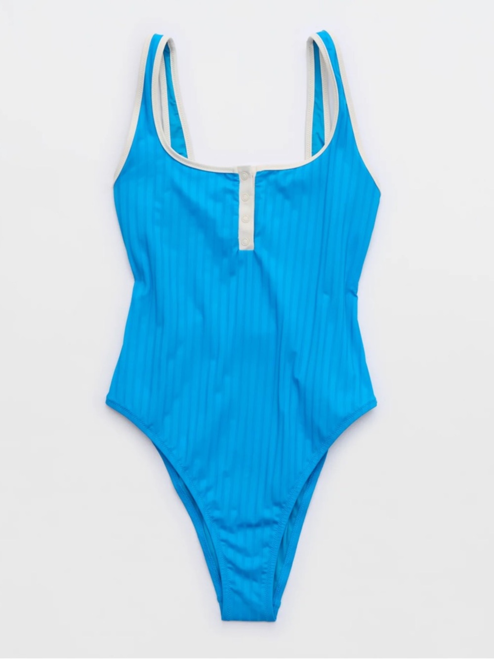 NWT Aerie Blue Ribbed One Piece Cheeky Swimsuit